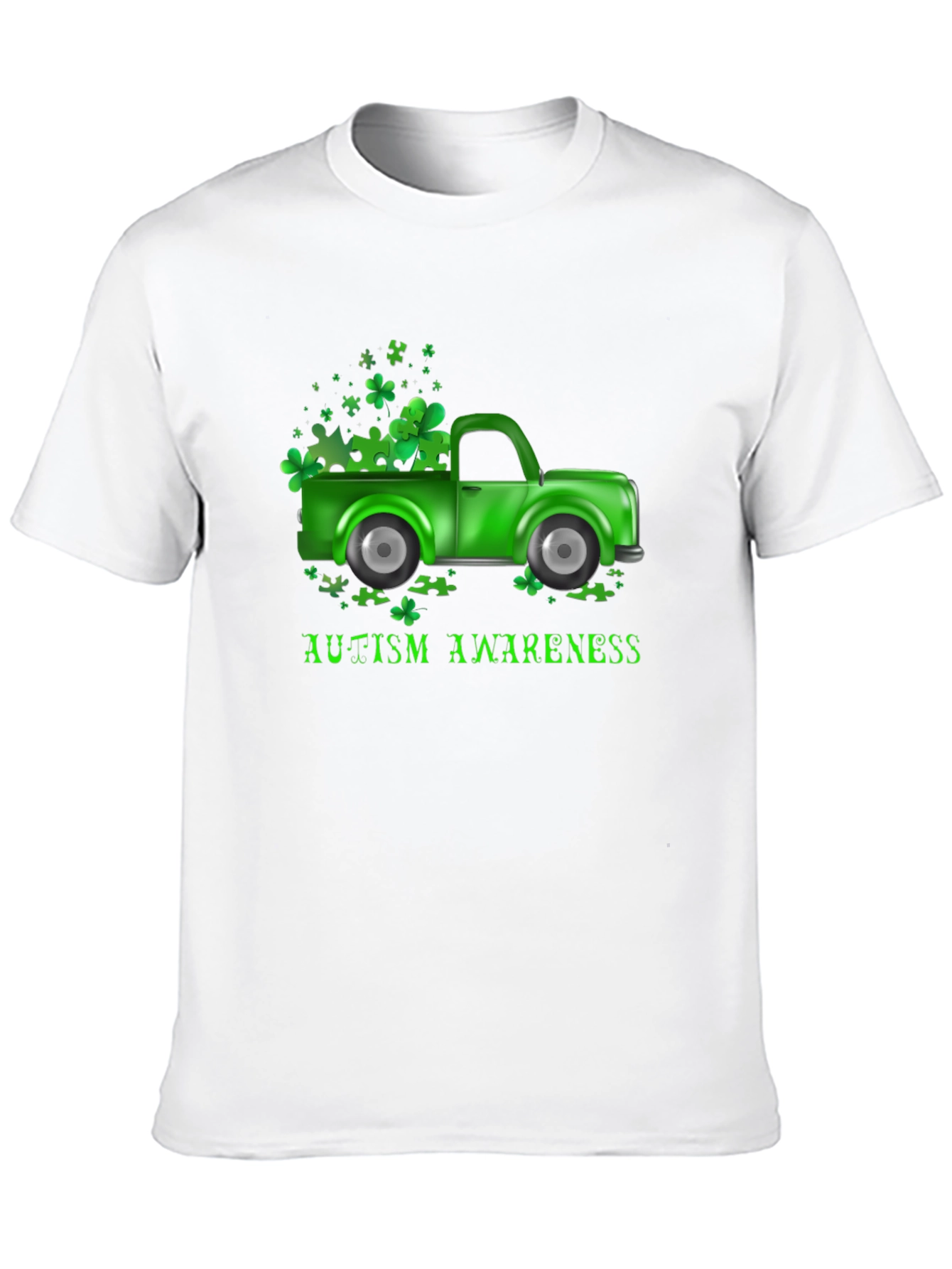 Autism Awareness Shamrock Truck T-Shirt
