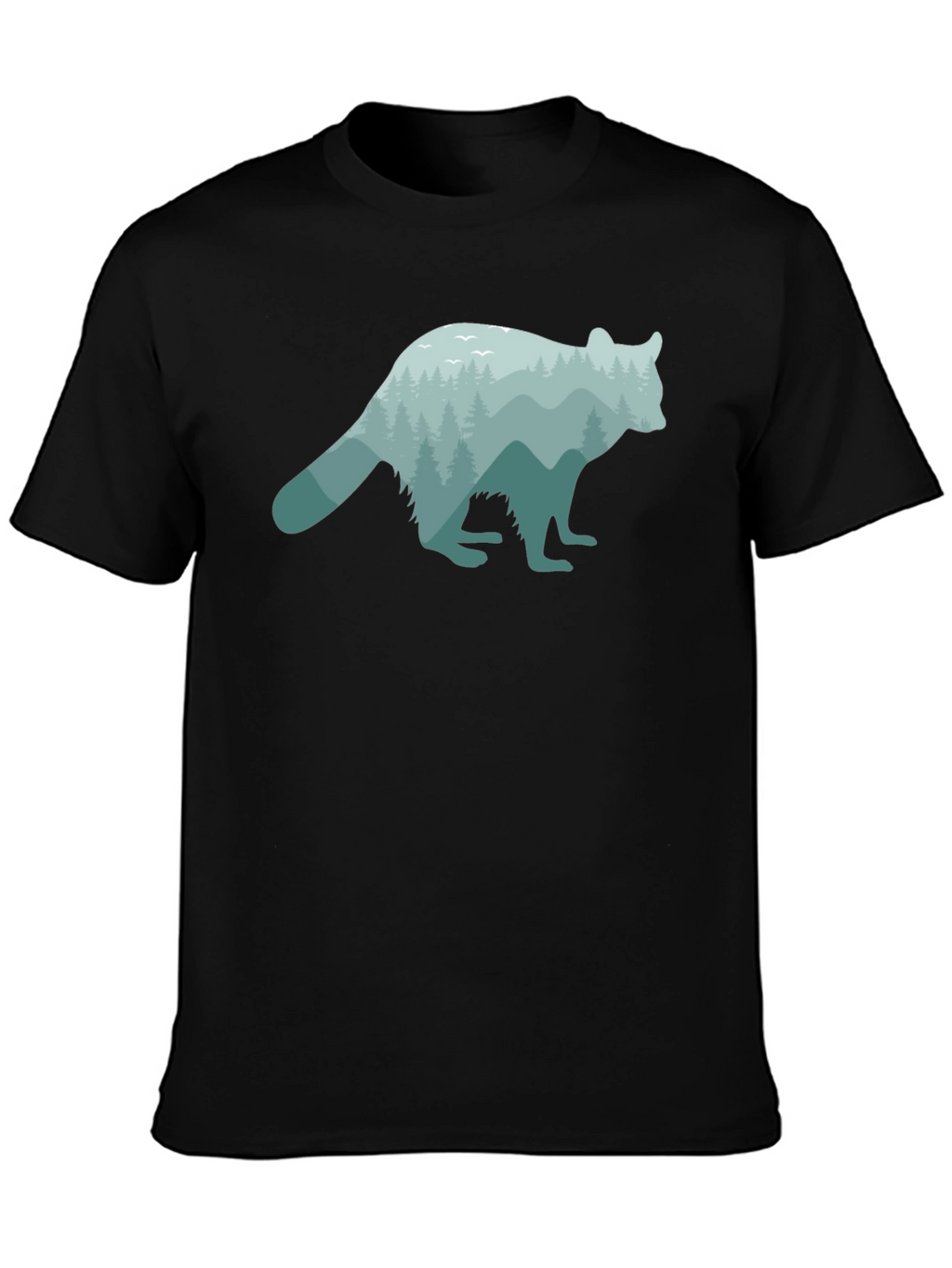 Nature Raccoon Graphic Tee - Soft Black Cotton T-Shirt