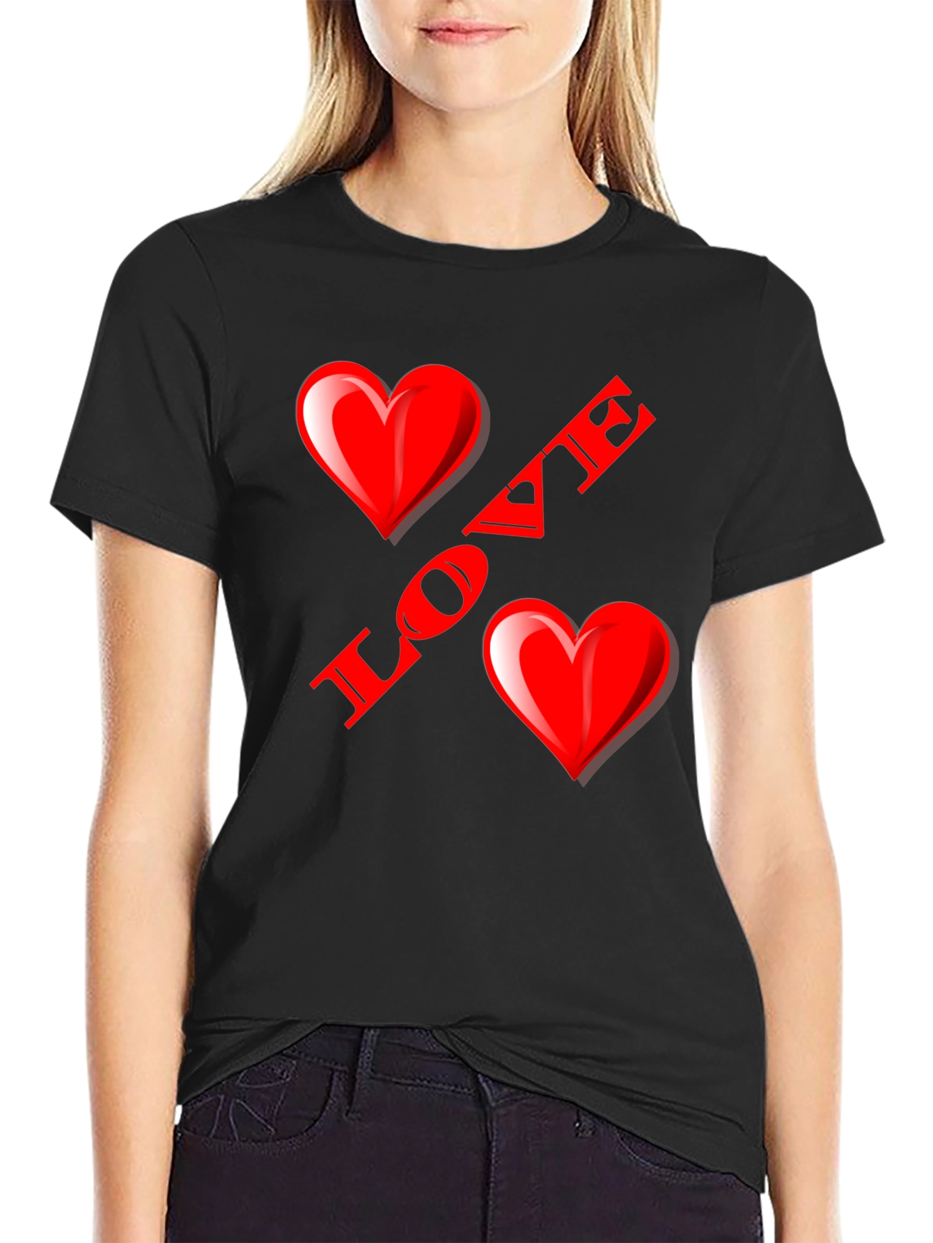 Love Heart Black T-Shirt