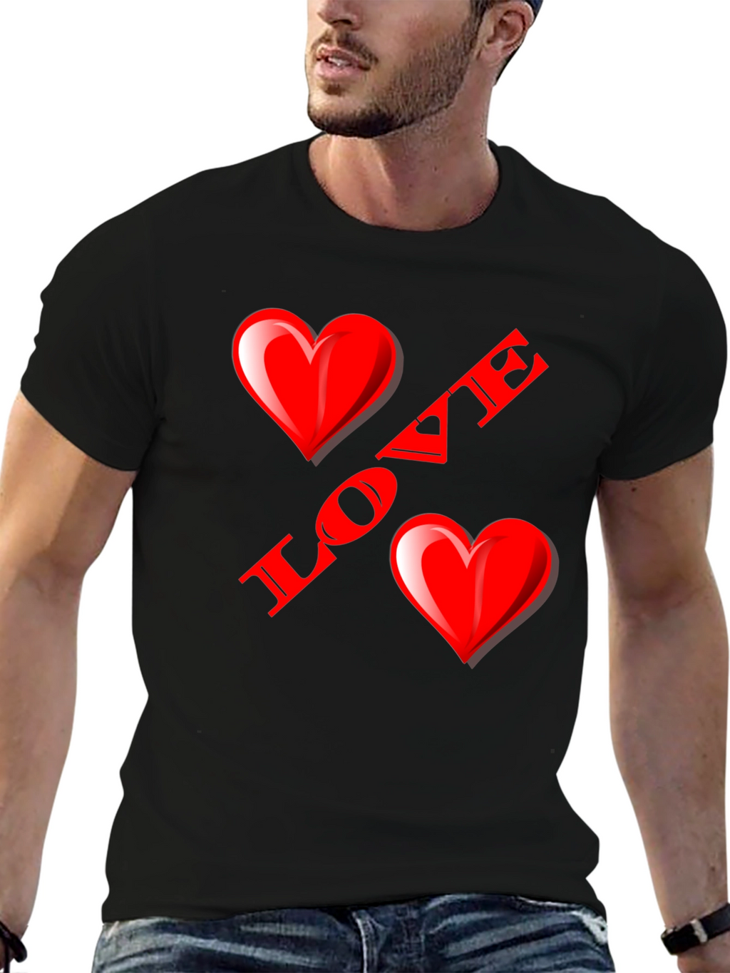 Love Heart Black T-Shirt