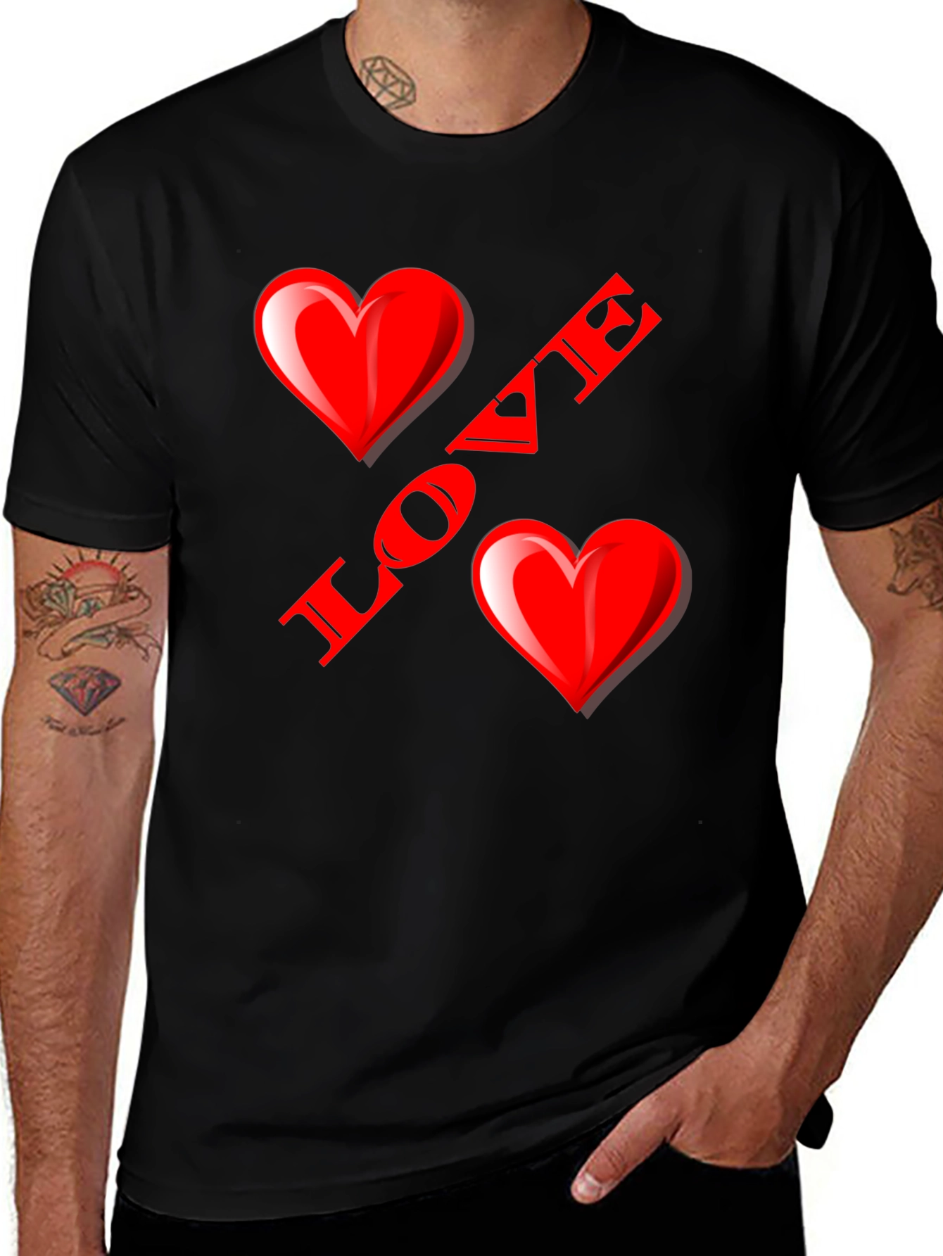 Love Heart Black T-Shirt