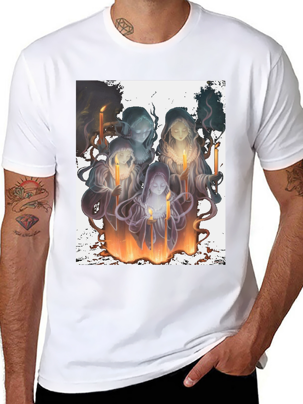 Candle Witches Graphic Tee - Black Cotton