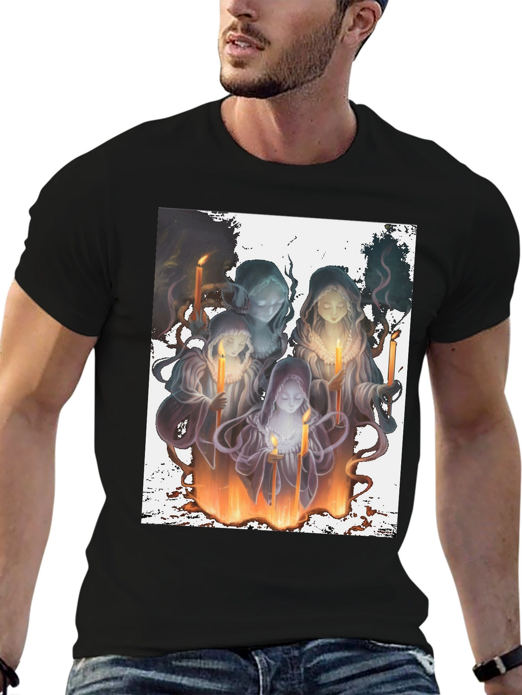 Candle Witches Graphic Tee - Black Cotton