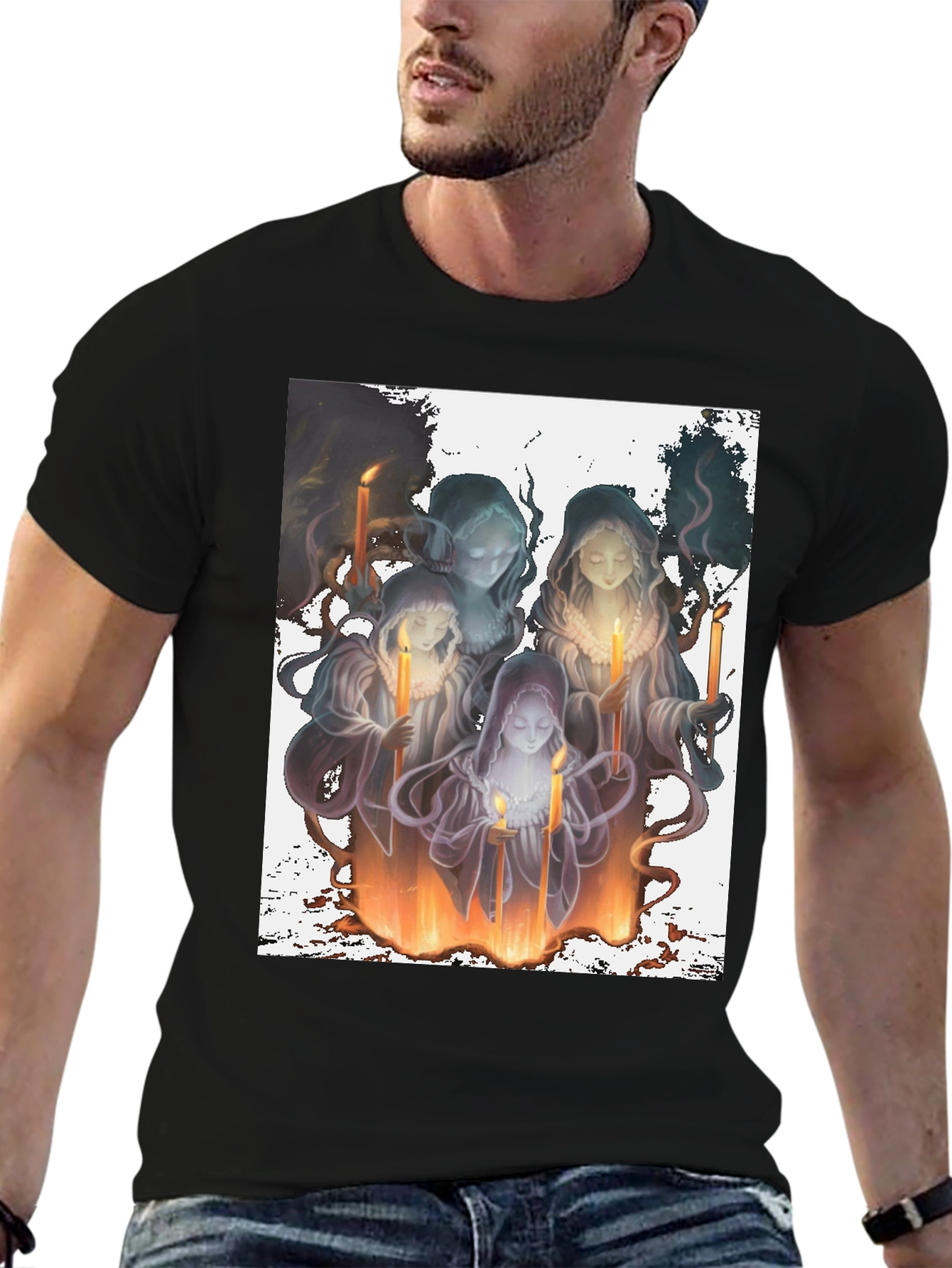 Candle Witches Graphic Tee - Black Cotton