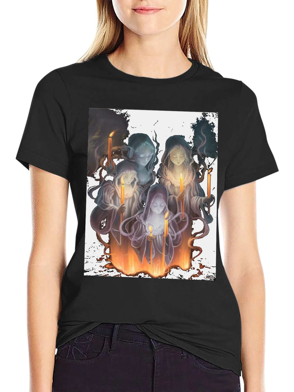 Candle Witches Graphic Tee - Black Cotton