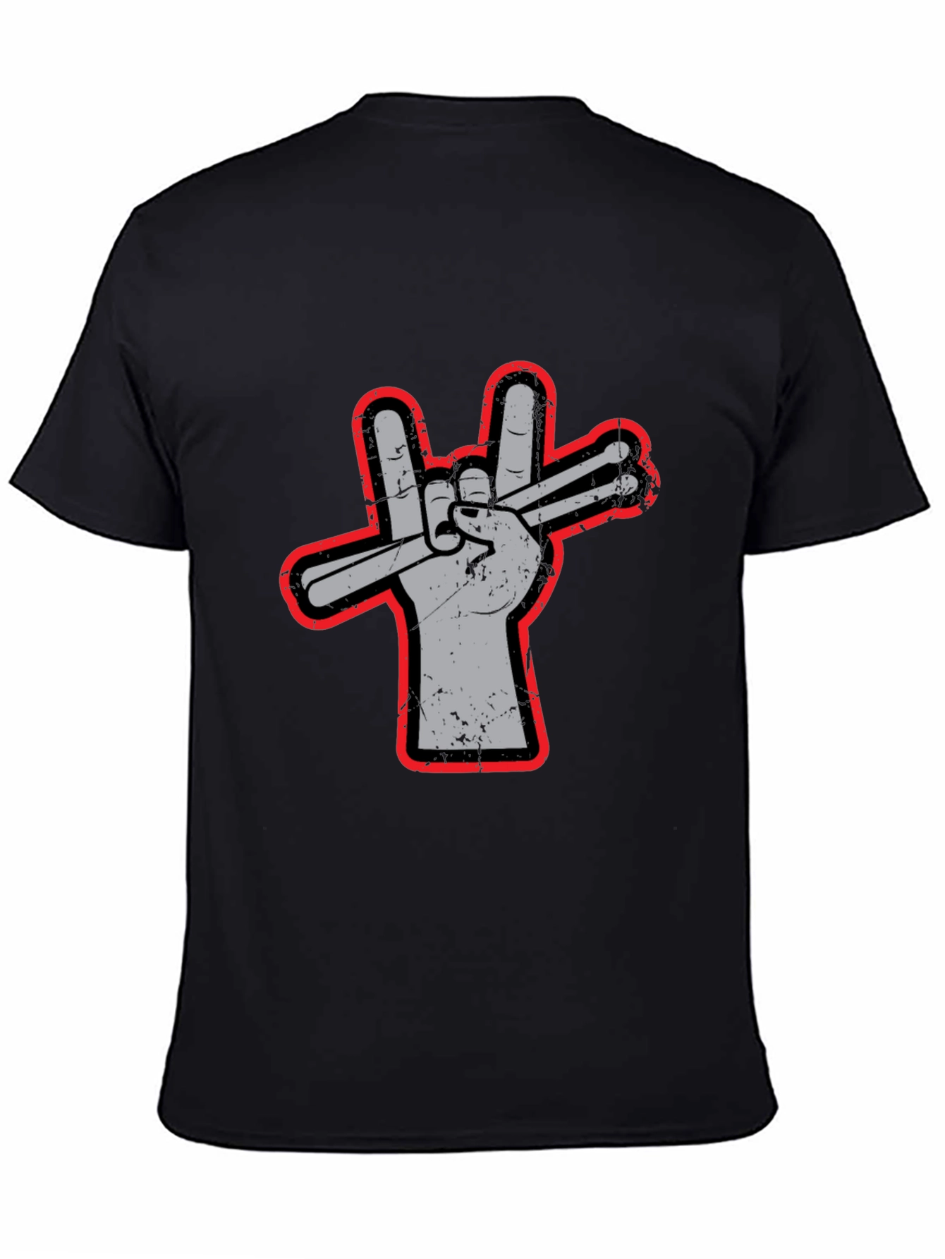 Drummer Hand Peace Sign Graphic Tee - Rock On!
