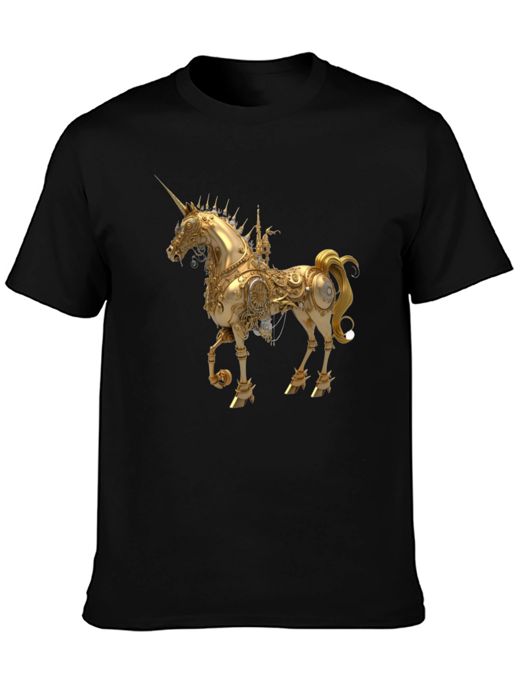 Steampunk Unicorn Graphic Black T-Shirt