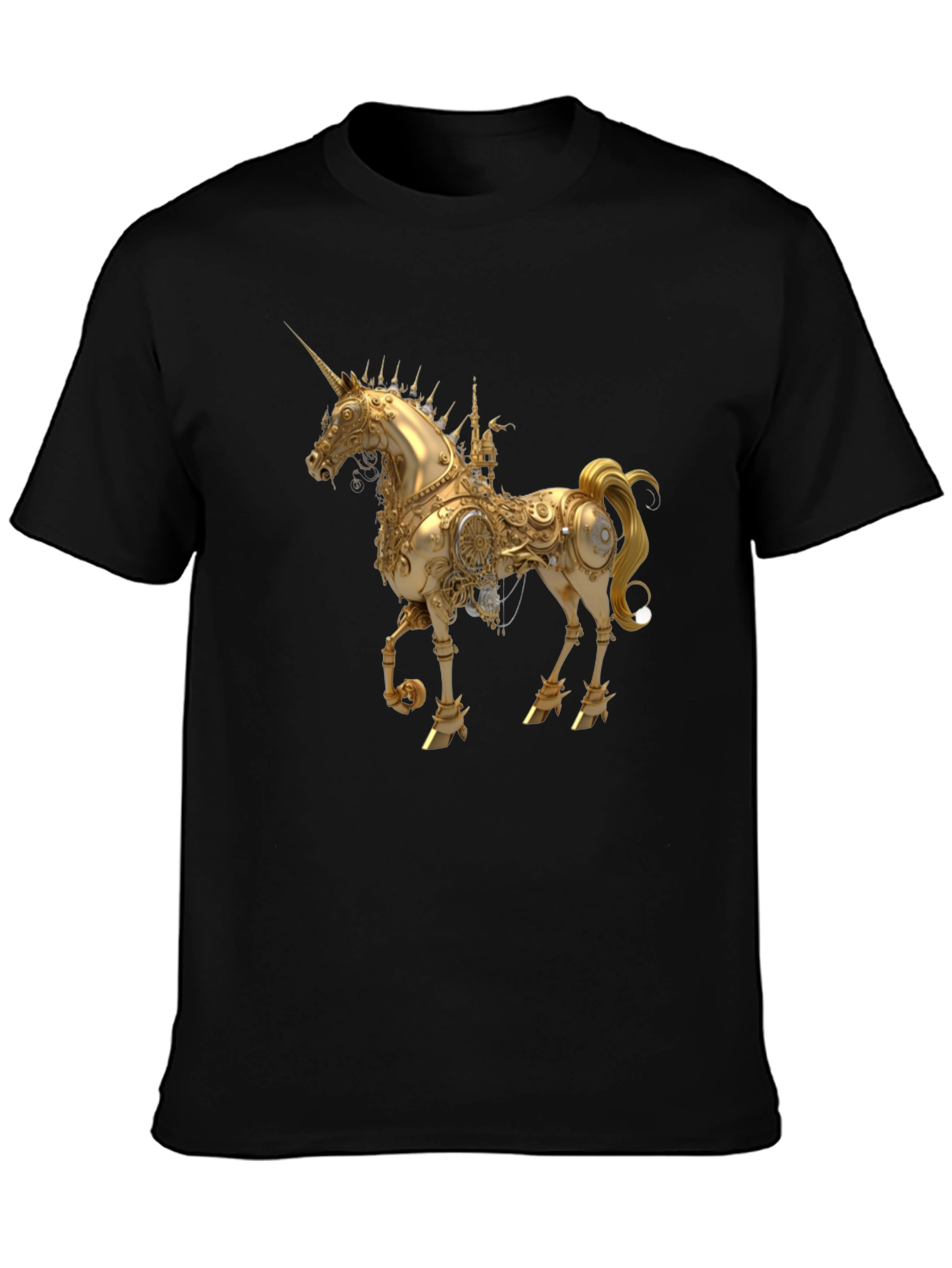 Steampunk Unicorn Graphic Black T-Shirt