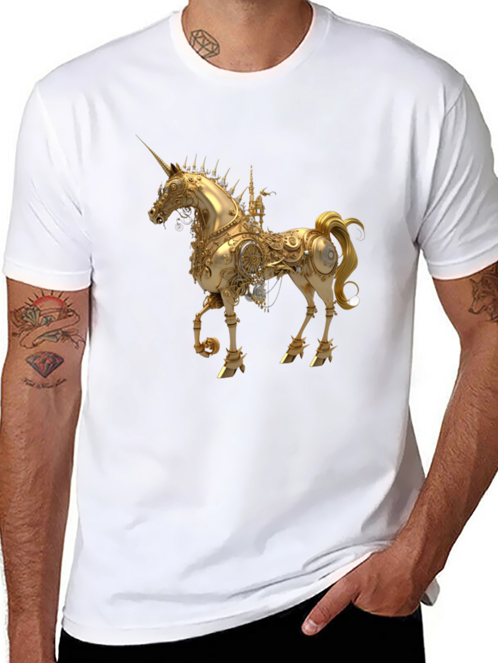 Steampunk Unicorn Graphic Black T-Shirt