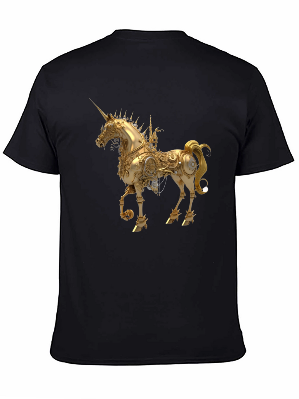 Steampunk Unicorn Graphic Black T-Shirt