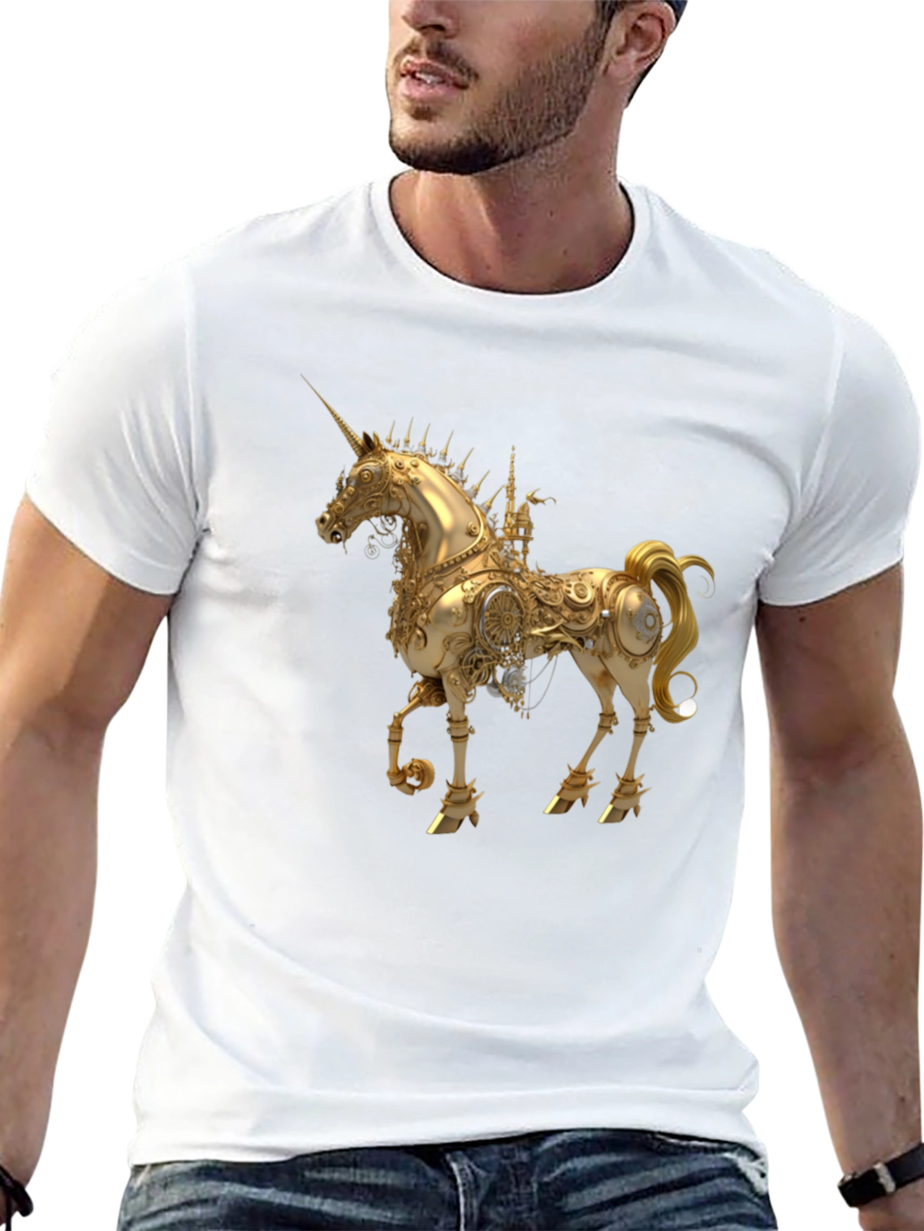 Steampunk Unicorn Graphic Black T-Shirt