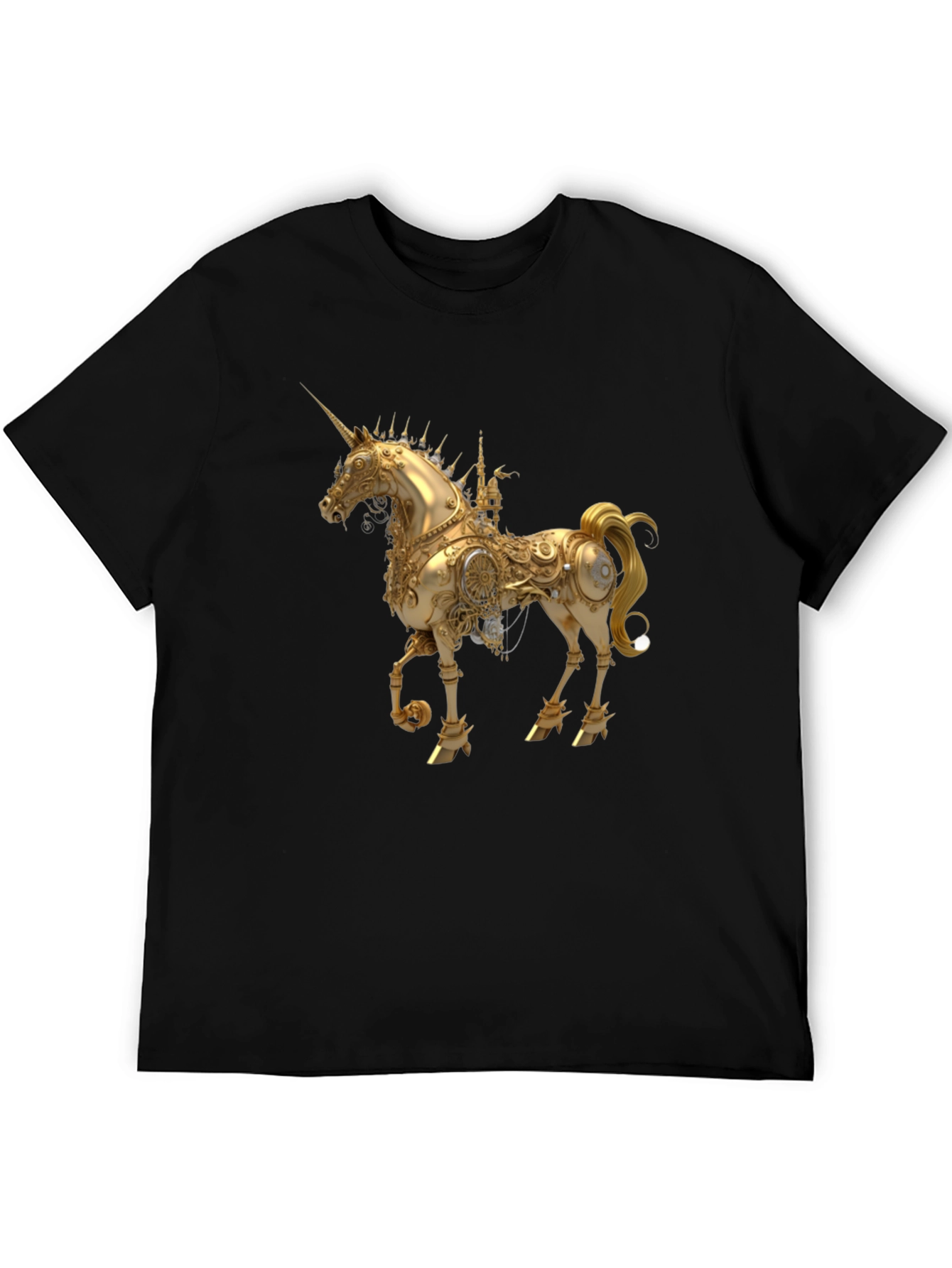 Steampunk Unicorn Graphic Black T-Shirt
