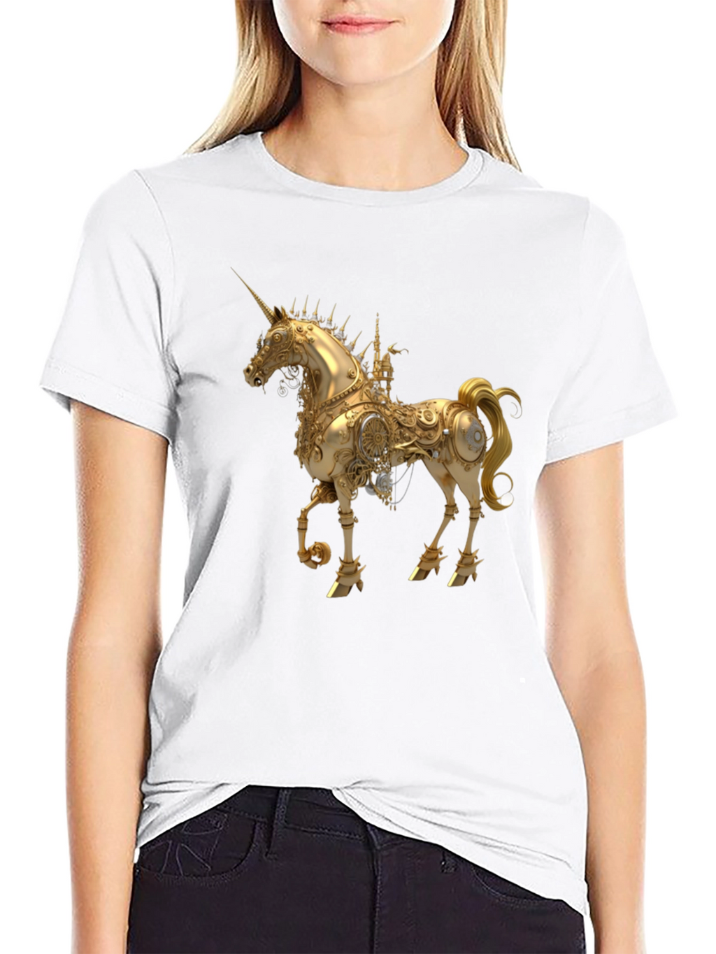 Steampunk Unicorn Graphic Black T-Shirt