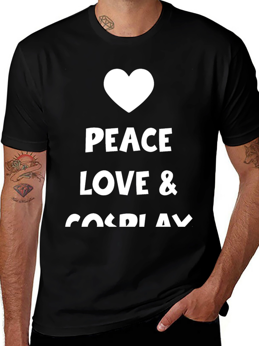 Peace Love Cosplay Black Graphic Tee