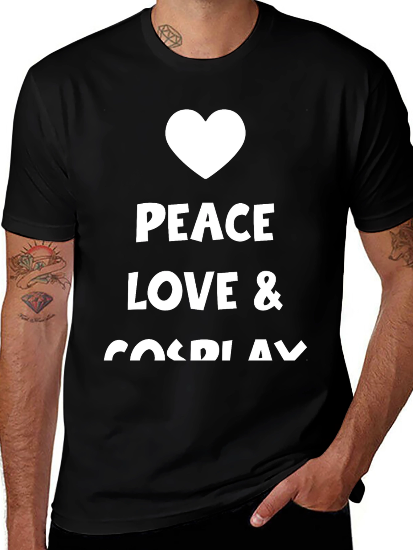 Peace Love Cosplay Black Graphic Tee