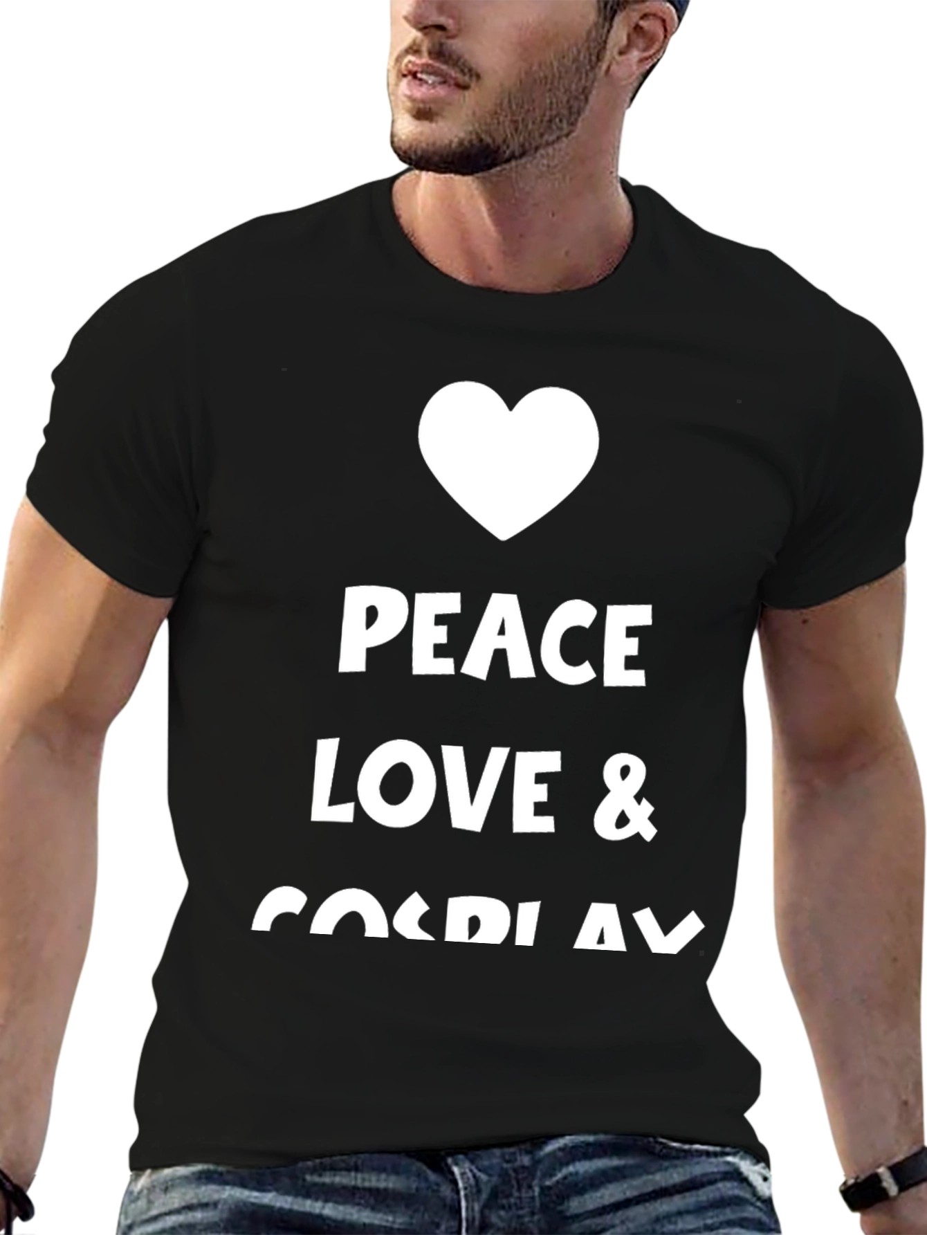 Peace Love Cosplay Black Graphic Tee