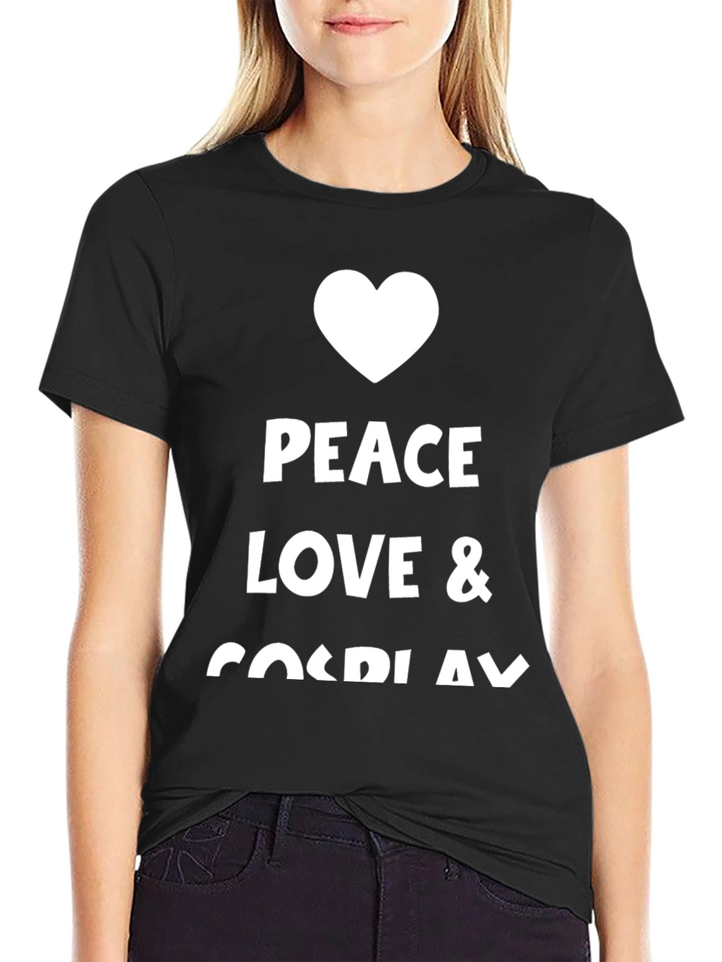 Peace Love Cosplay Black Graphic Tee