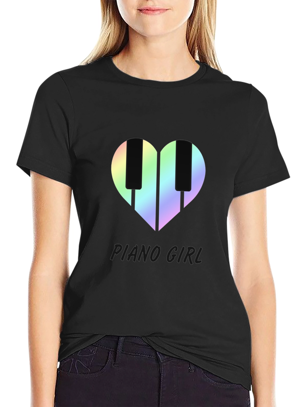 Piano Girl Heart T-Shirt