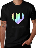 Piano Girl Heart T-Shirt