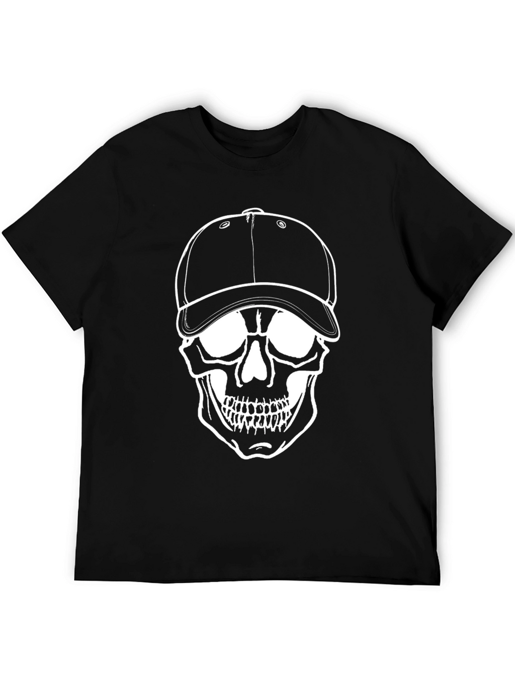 Skull Graphic T-Shirt - Baseball Cap Design