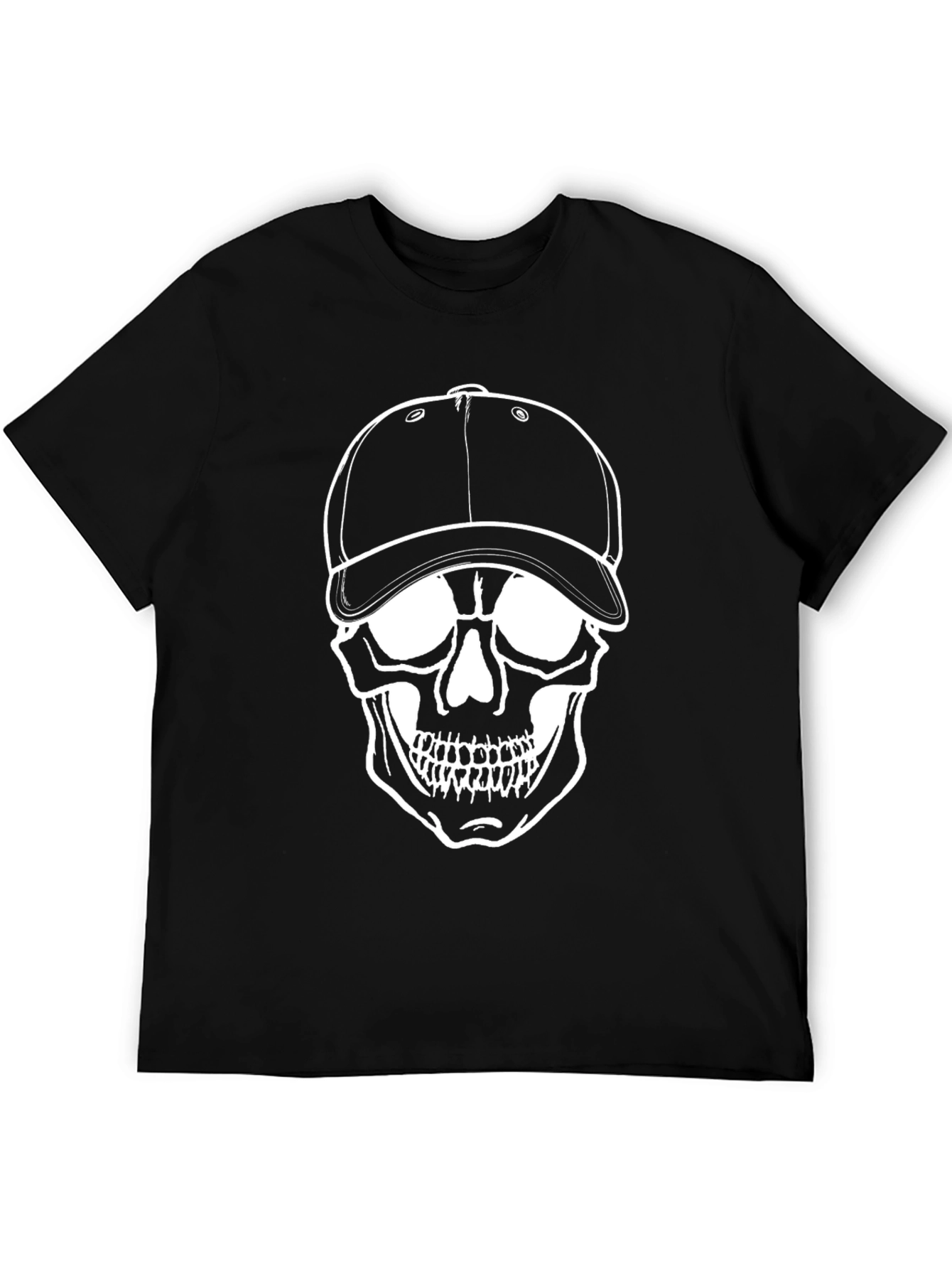 Skull Graphic T-Shirt - Baseball Cap Design