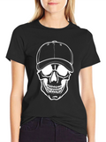 Skull Graphic T-Shirt - Baseball Cap Design