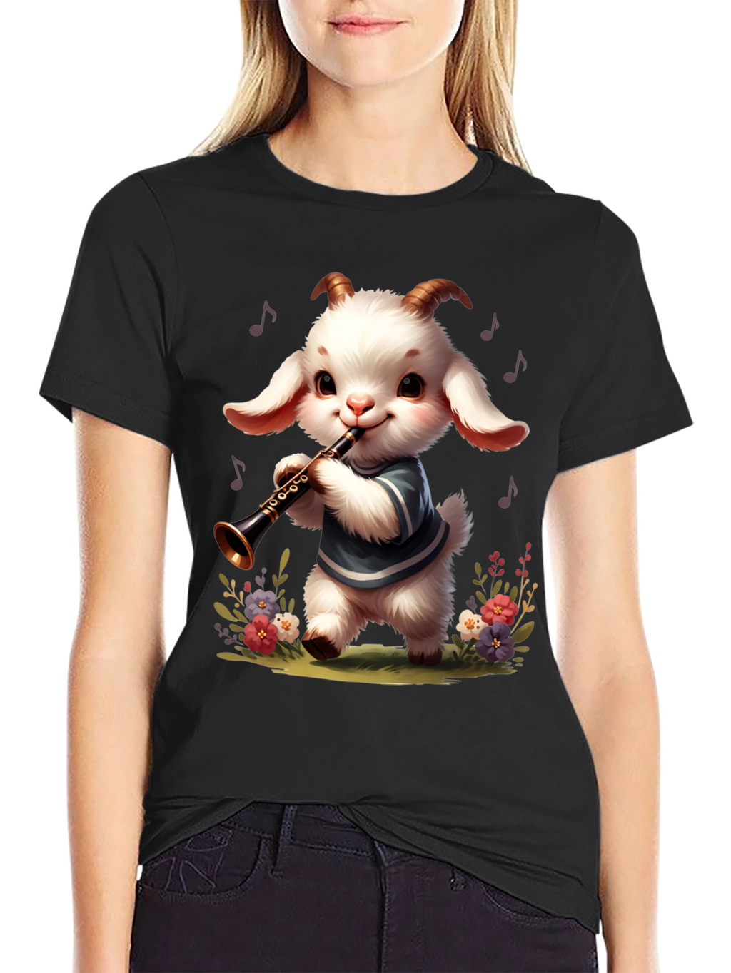 Goat Clarinet Player Graphic Tee