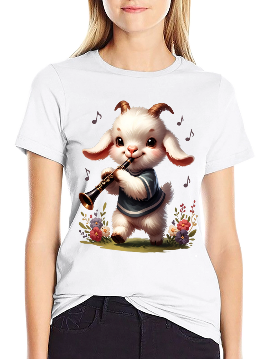 Goat Clarinet Player Graphic Tee