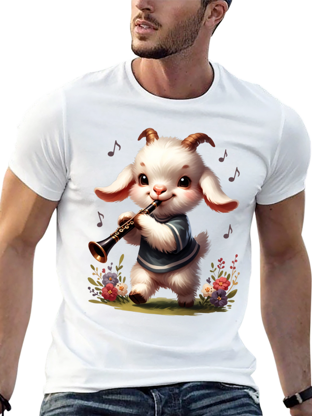 Goat Clarinet Player Graphic Tee