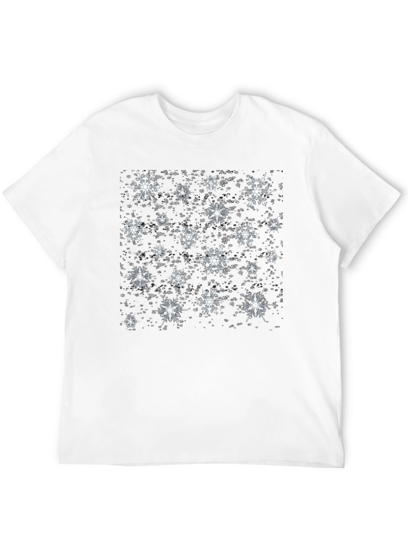 Snowflake Pattern Black T-Shirt