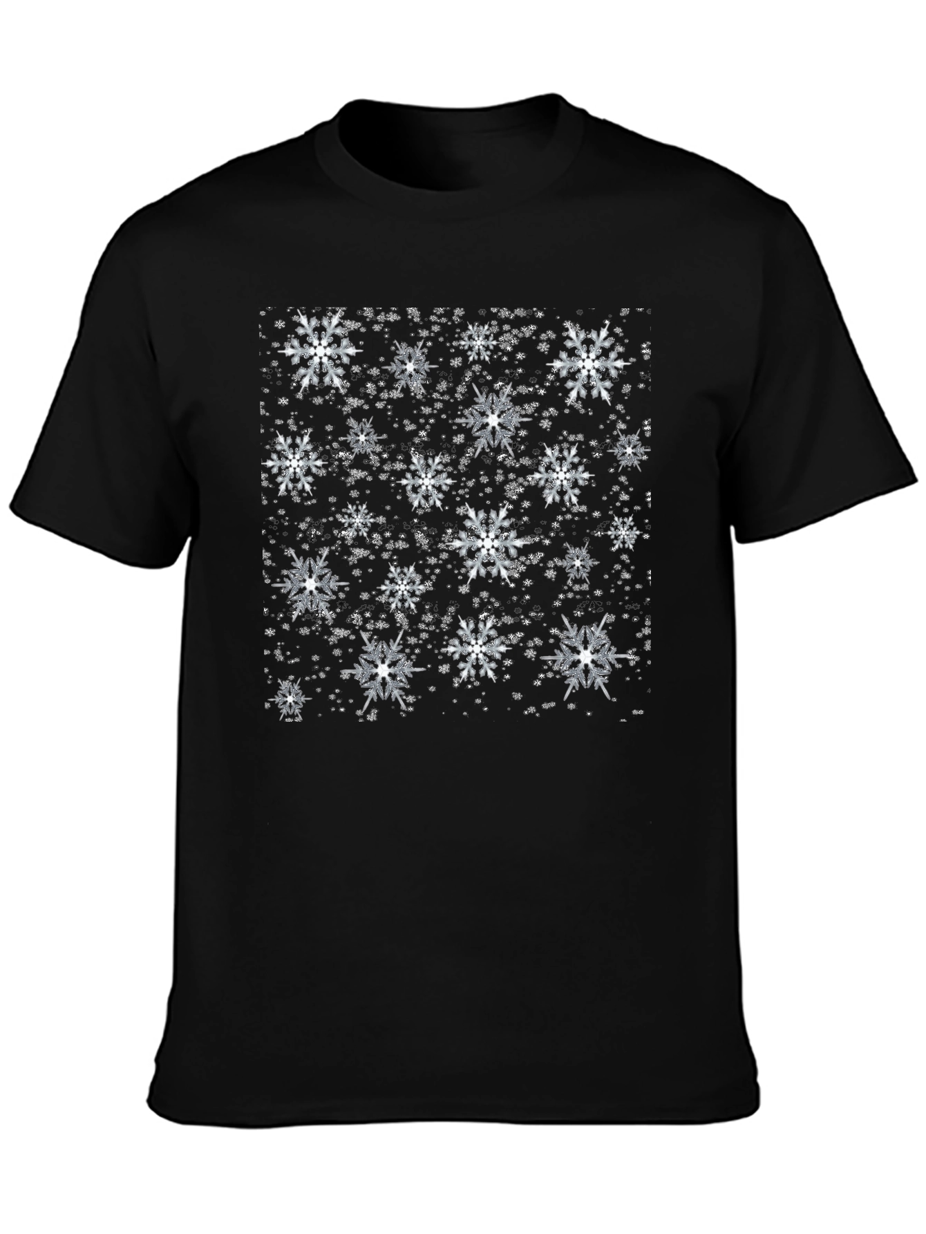 Snowflake Pattern Black T-Shirt