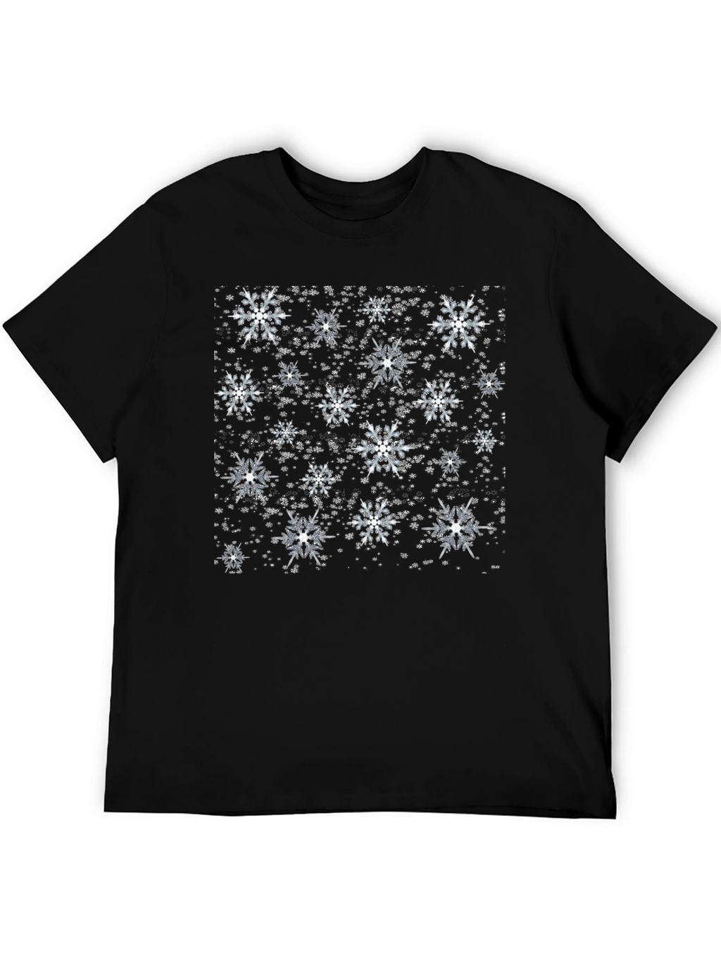 Snowflake Pattern Black T-Shirt