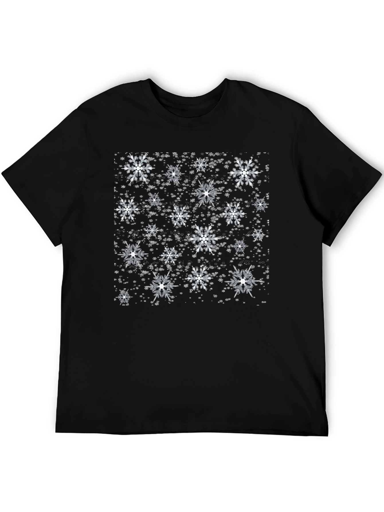 Snowflake Pattern Black T-Shirt