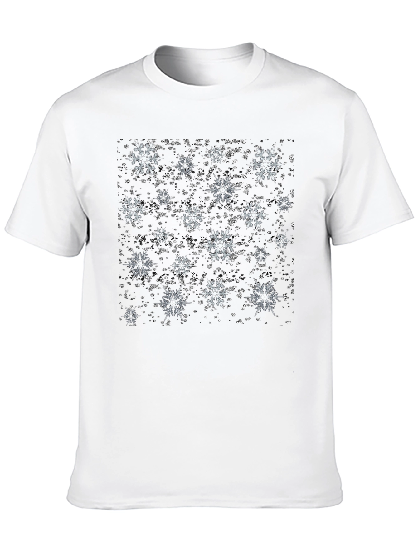 Snowflake Pattern Black T-Shirt