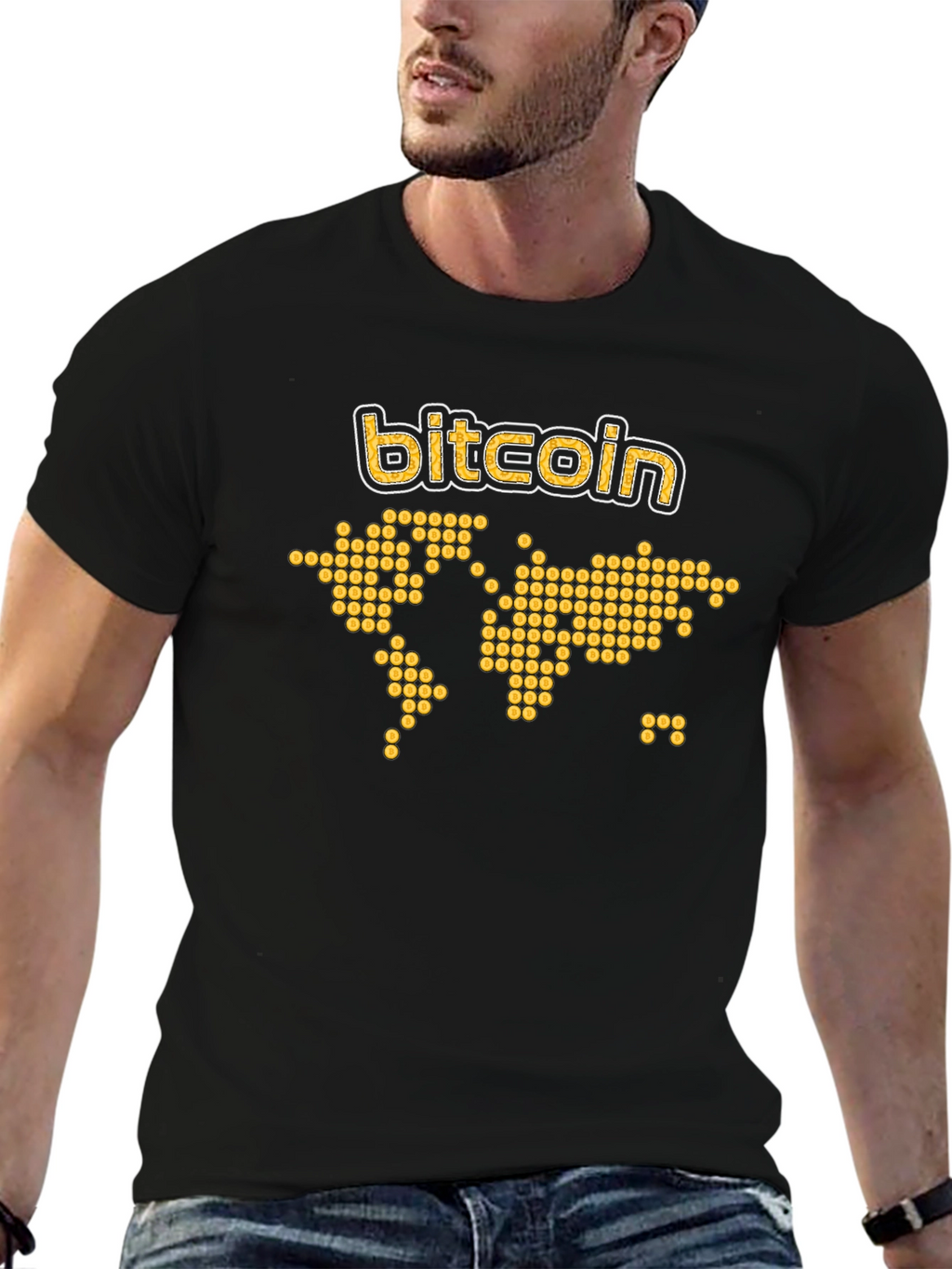 Bitcoin World Map Graphic Tee - Black