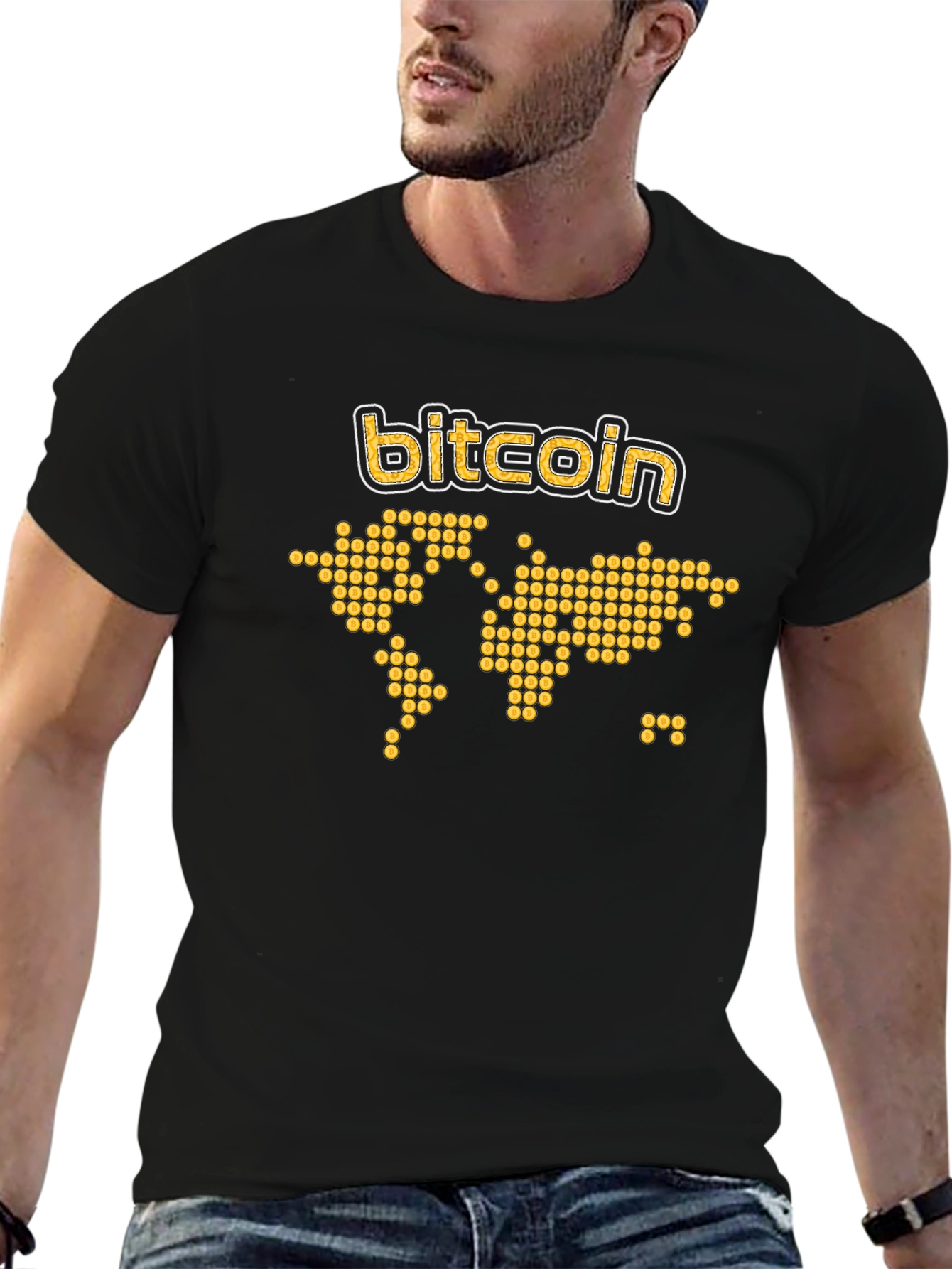 Bitcoin World Map Graphic Tee - Black