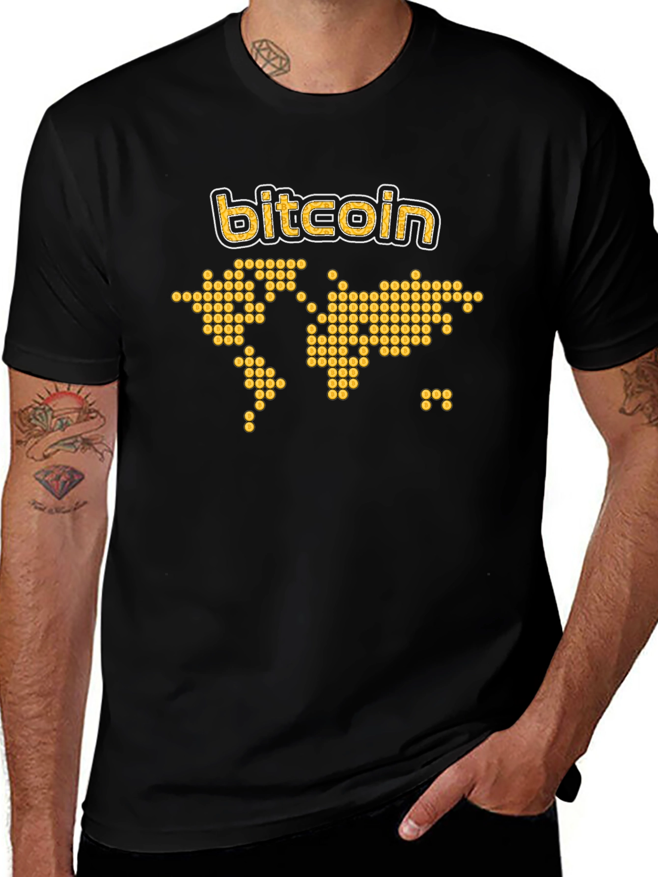 Bitcoin World Map Graphic Tee - Black