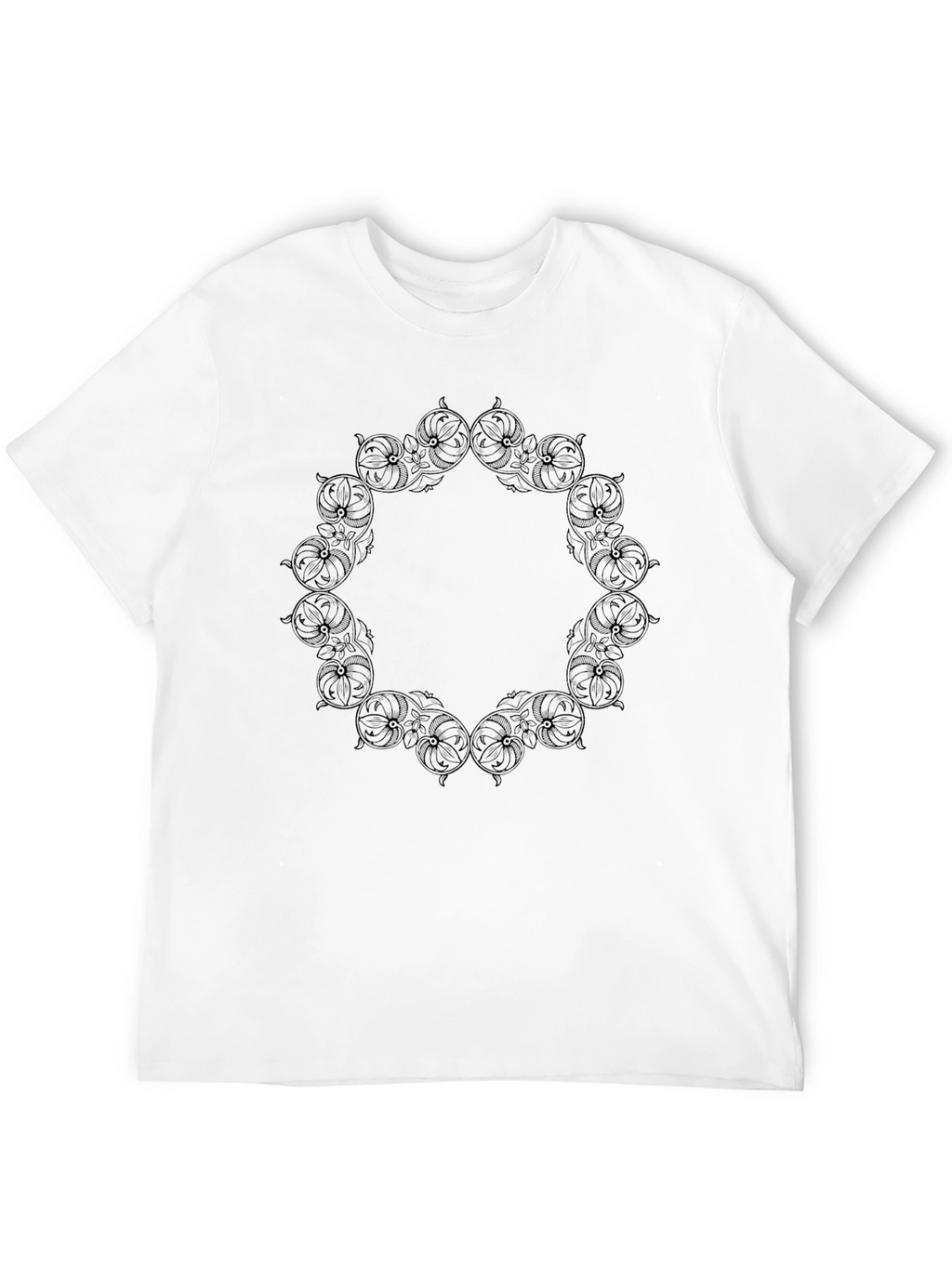 Black Graphic Tee - Ornate Circle Design