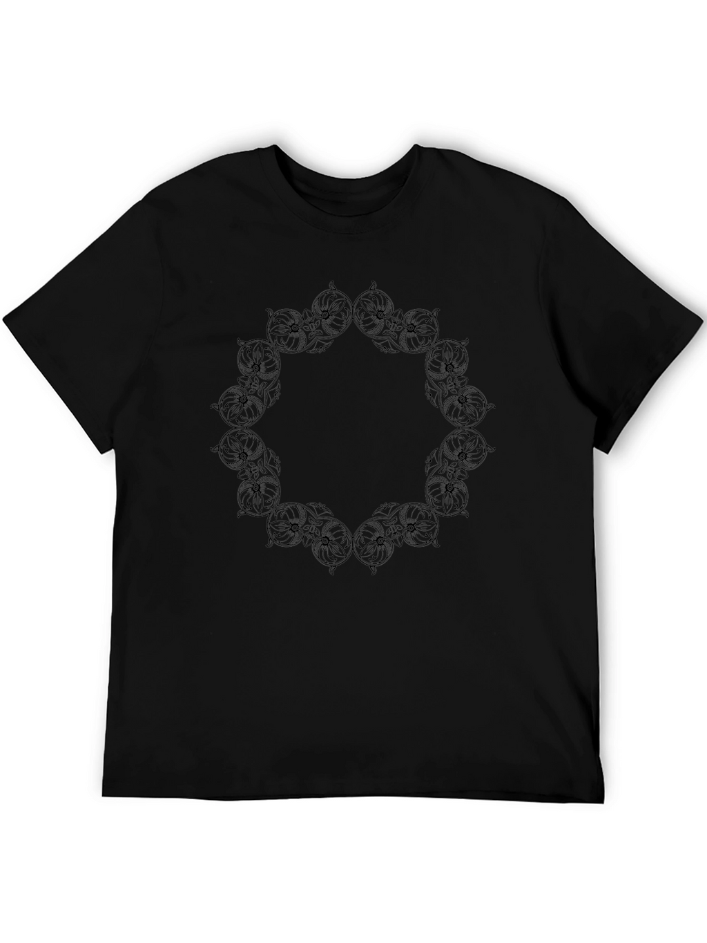 Black Graphic Tee - Ornate Circle Design