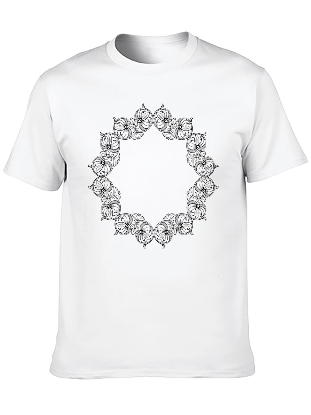 Black Graphic Tee - Ornate Circle Design