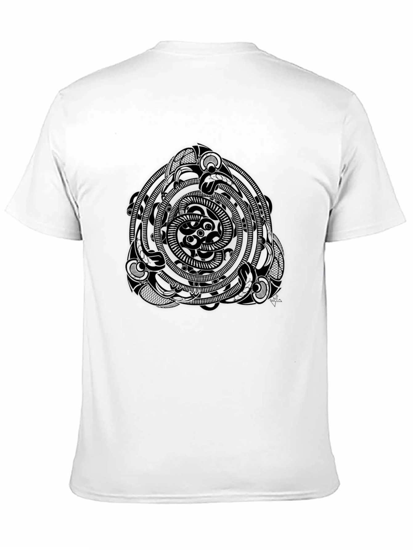 Mens Black T-Shirt with Tribal Circle Design