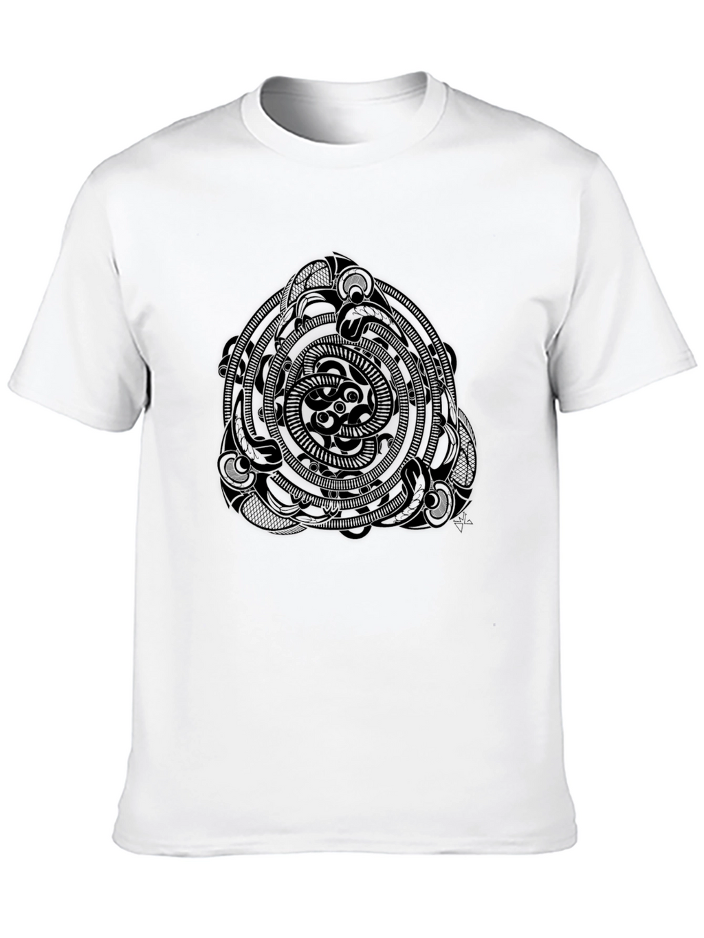 Mens Black T-Shirt with Tribal Circle Design