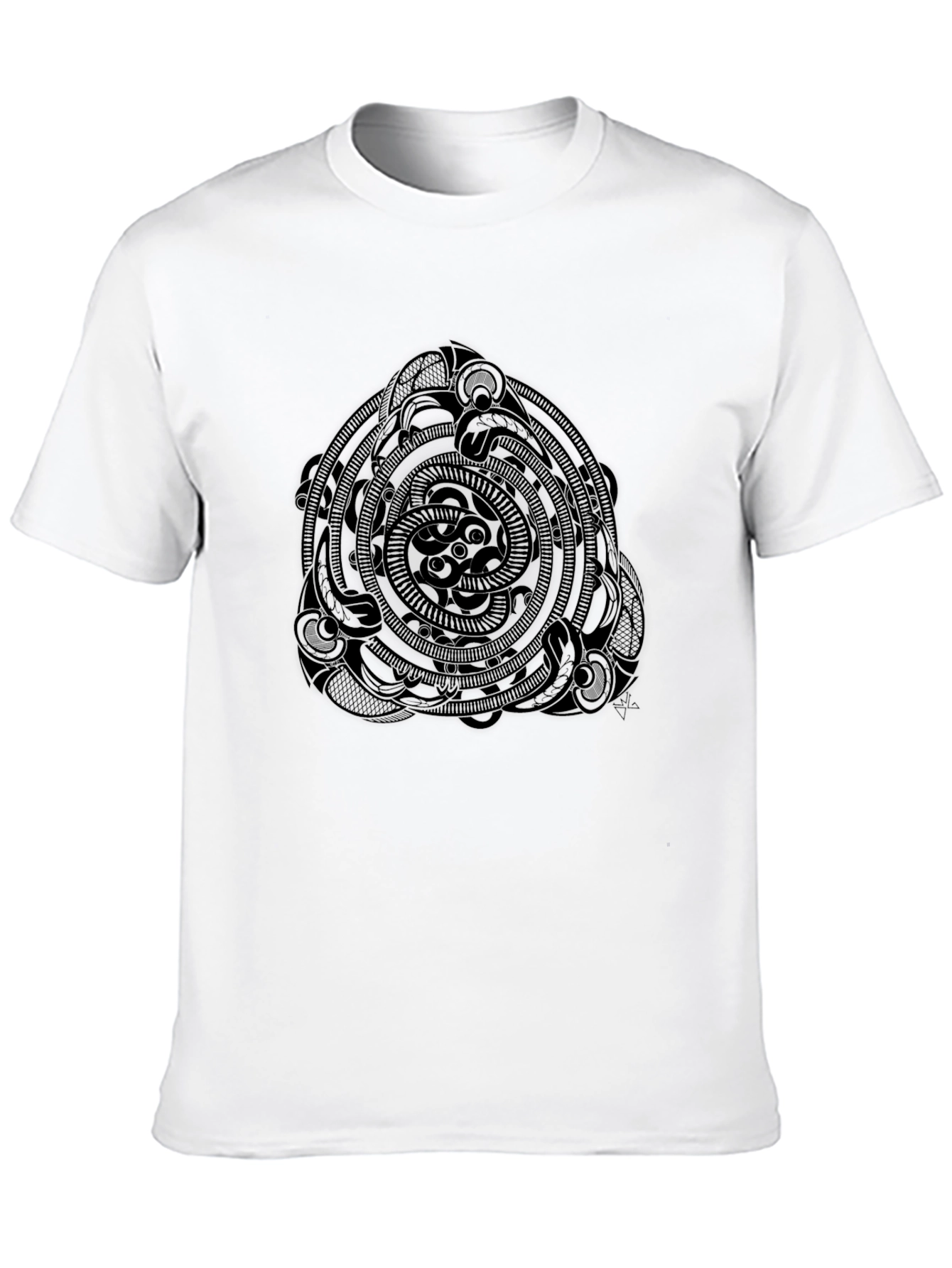 Mens Black T-Shirt with Tribal Circle Design