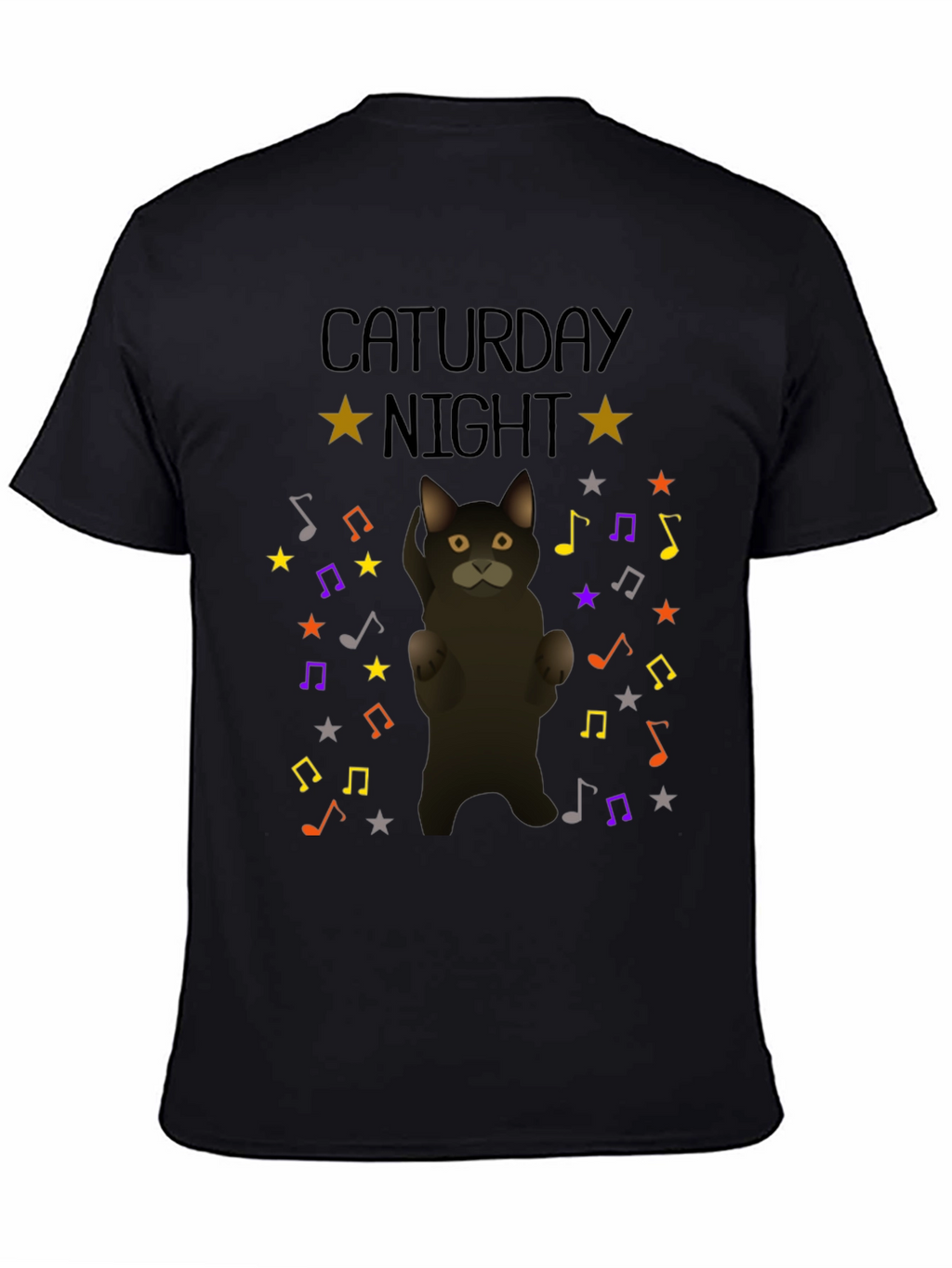 Caturday Night Cat Music Note T-Shirt