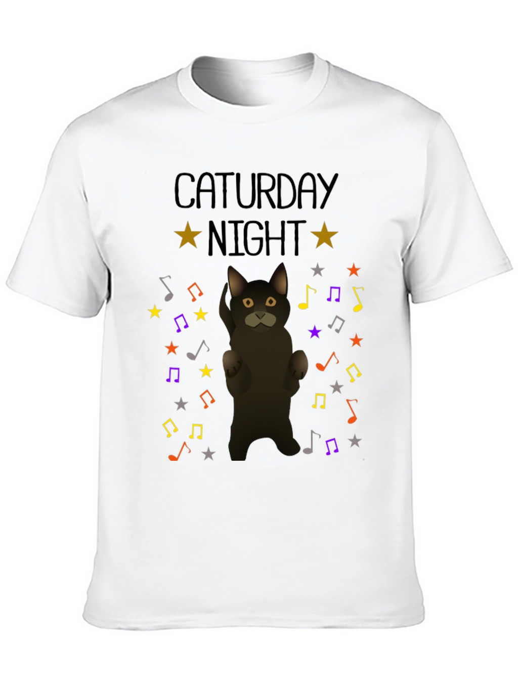 Caturday Night Cat Music Note T-Shirt