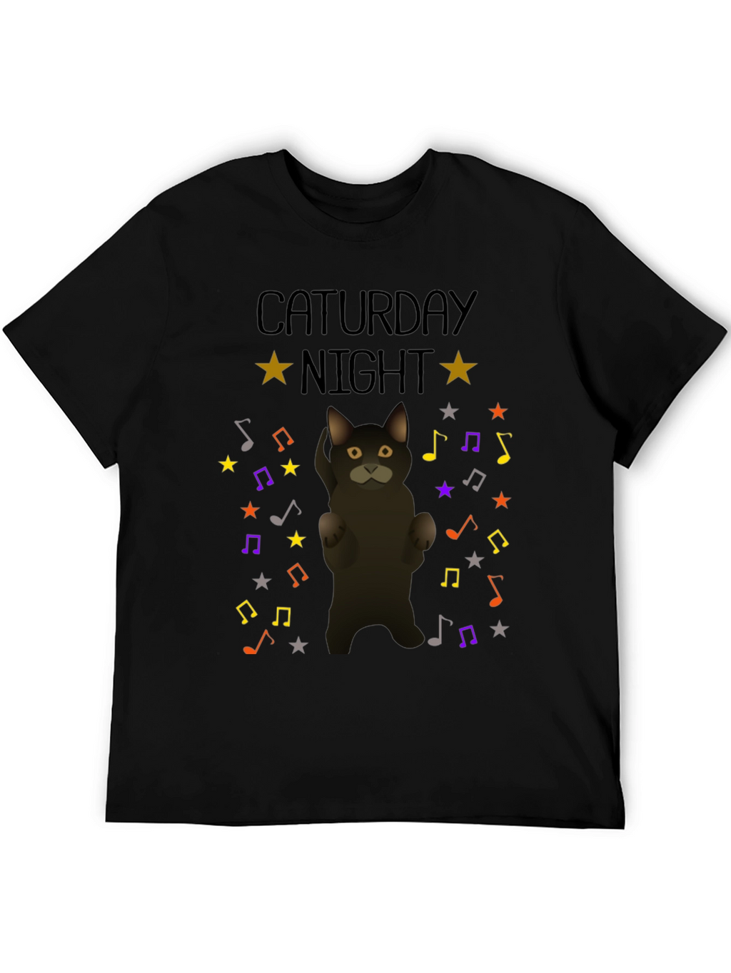 Caturday Night Cat Music Note T-Shirt