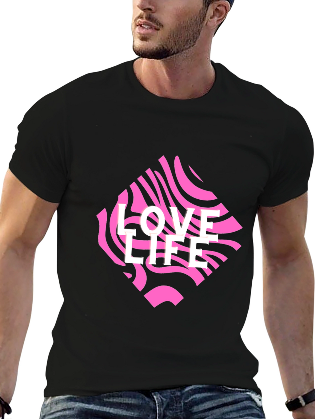 Love Life Graphic Tee - Black Crew Neck