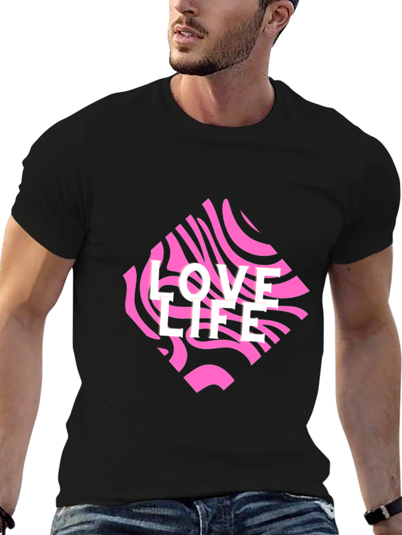 Love Life Graphic Tee - Black Crew Neck