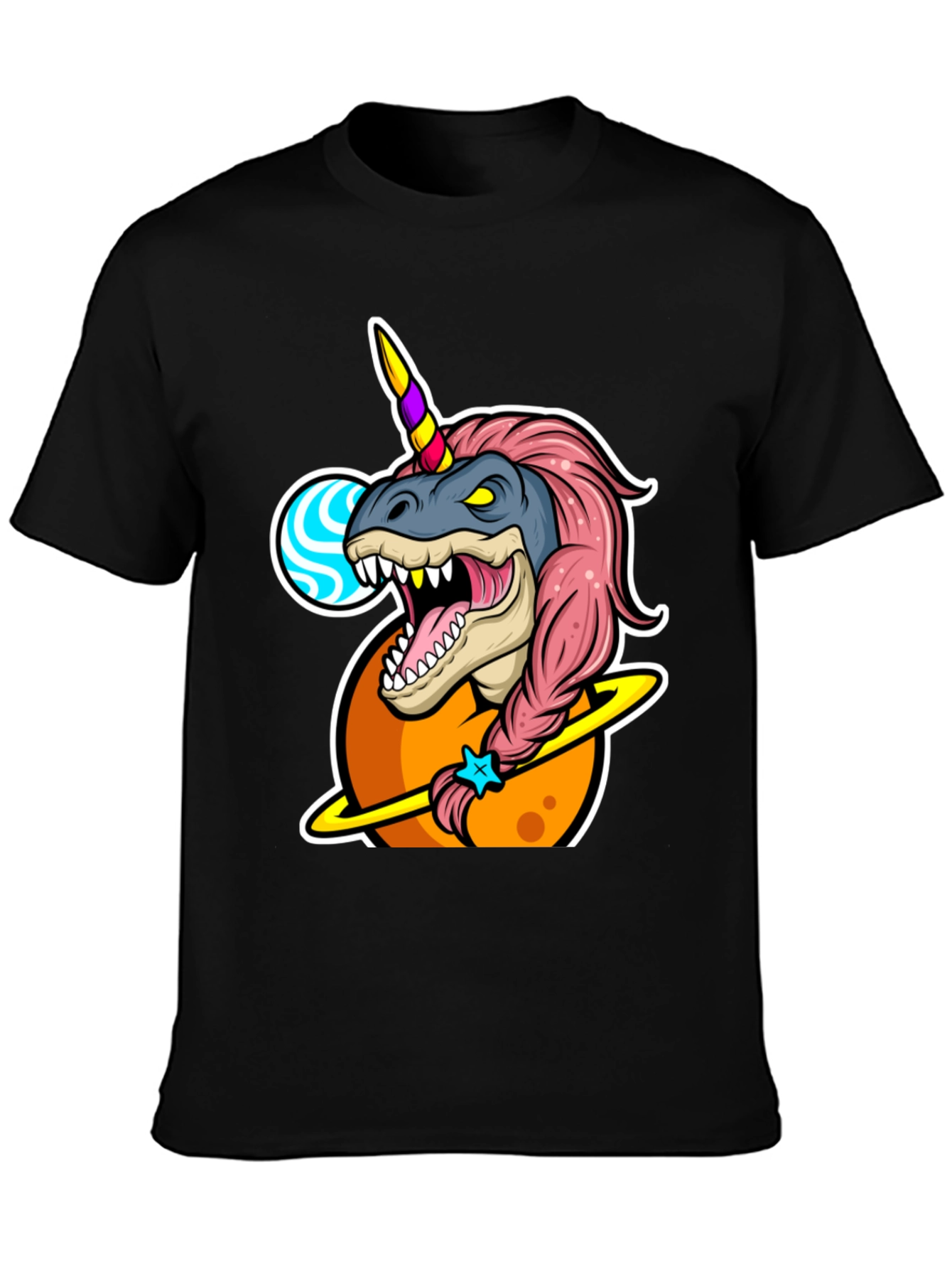 Dino Unicorn T-Shirt - Black Cotton Blend
