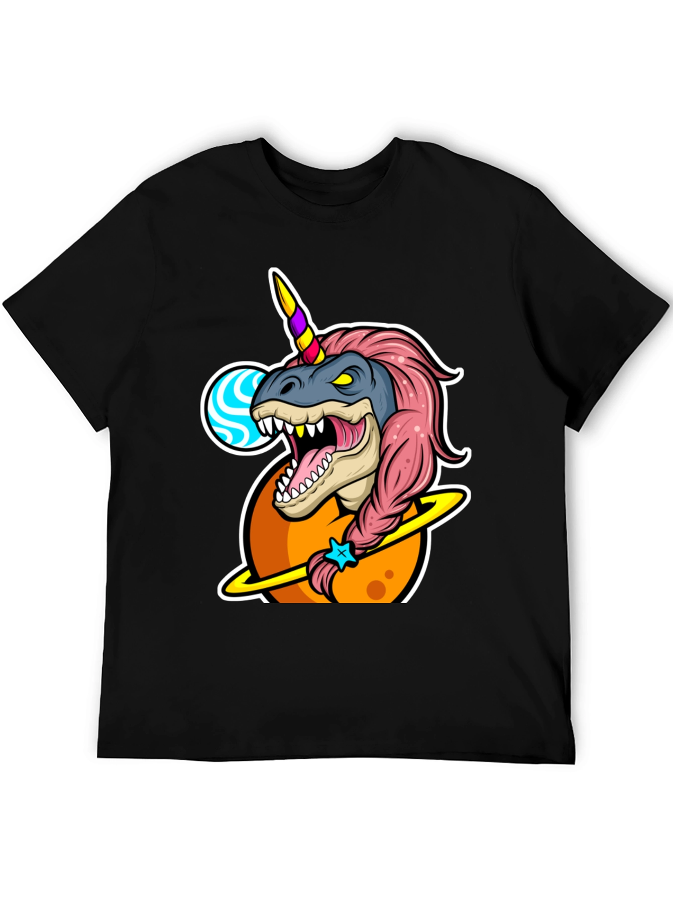 Dino Unicorn T-Shirt - Black Cotton Blend